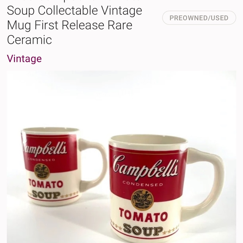 Rare Campbell soup mugs.  Set of 3. Stamped USA, 1968-72
